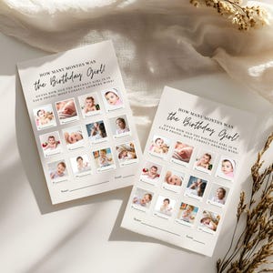 Editable Canva template for First Birthday Photo Guessing Game, instant download