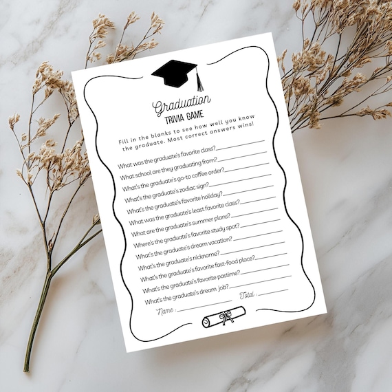 Graduation Trivia Game Template, Editable Grad Party Quiz, Who Knows the Graduate Best, Fun Printable Activity, Modern Class of 2025 Game