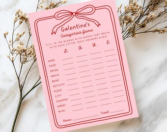 Galentines Day Categories Game, Printable Valentine Party Activity, Fun Adult Friend Games, Galentines Teen Group Games, Digital Download