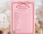 Galentines Word Scramble Game, Printable Valentine Party Activity, Fun Family Friendly Game, Editable Hand Drawn Bow Clean Galentines Game