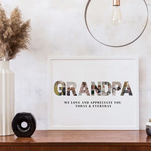 Regalo fotográfico personalizado para el abuelo, plantilla de collage de fotos del abuelo, acceso instantáneo al regalo del Día del Padre, imprimible de cumpleaños del abuelo, bricolaje para los abuelos