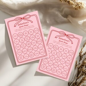 Cute coquette bow-themed bingo game, perfect for women and teen Valentines events