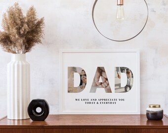 Dad Photo Collage Template, Custom Photo Gift for Dad, Printable Fathers Day Gift, Editable Collage for Dad, Last Minute Fathers Day Gift
