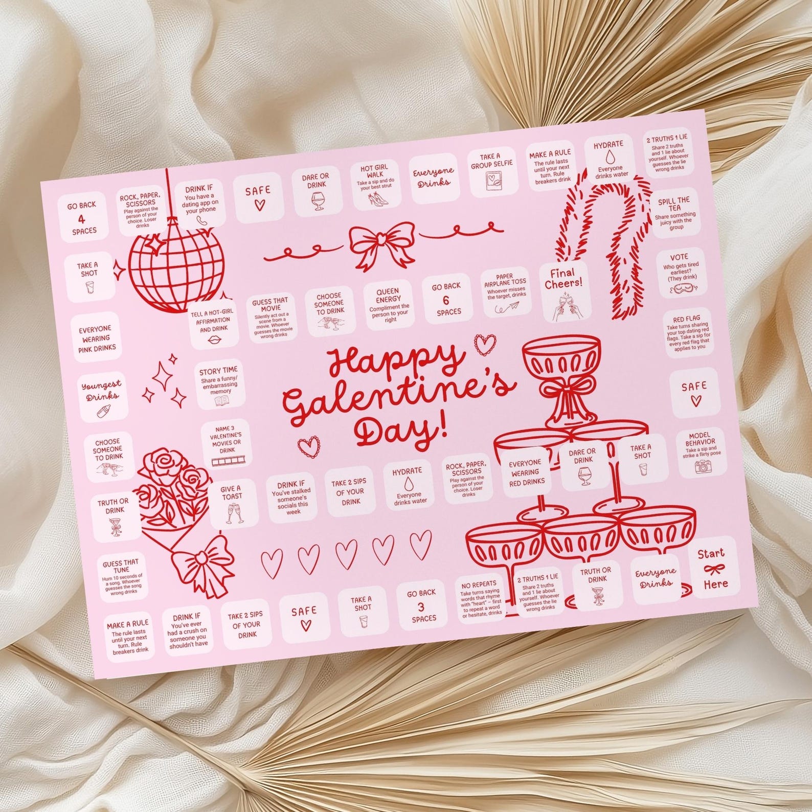 Galentines Game Board: Printable Galentines Day Dice Game for Adults ...