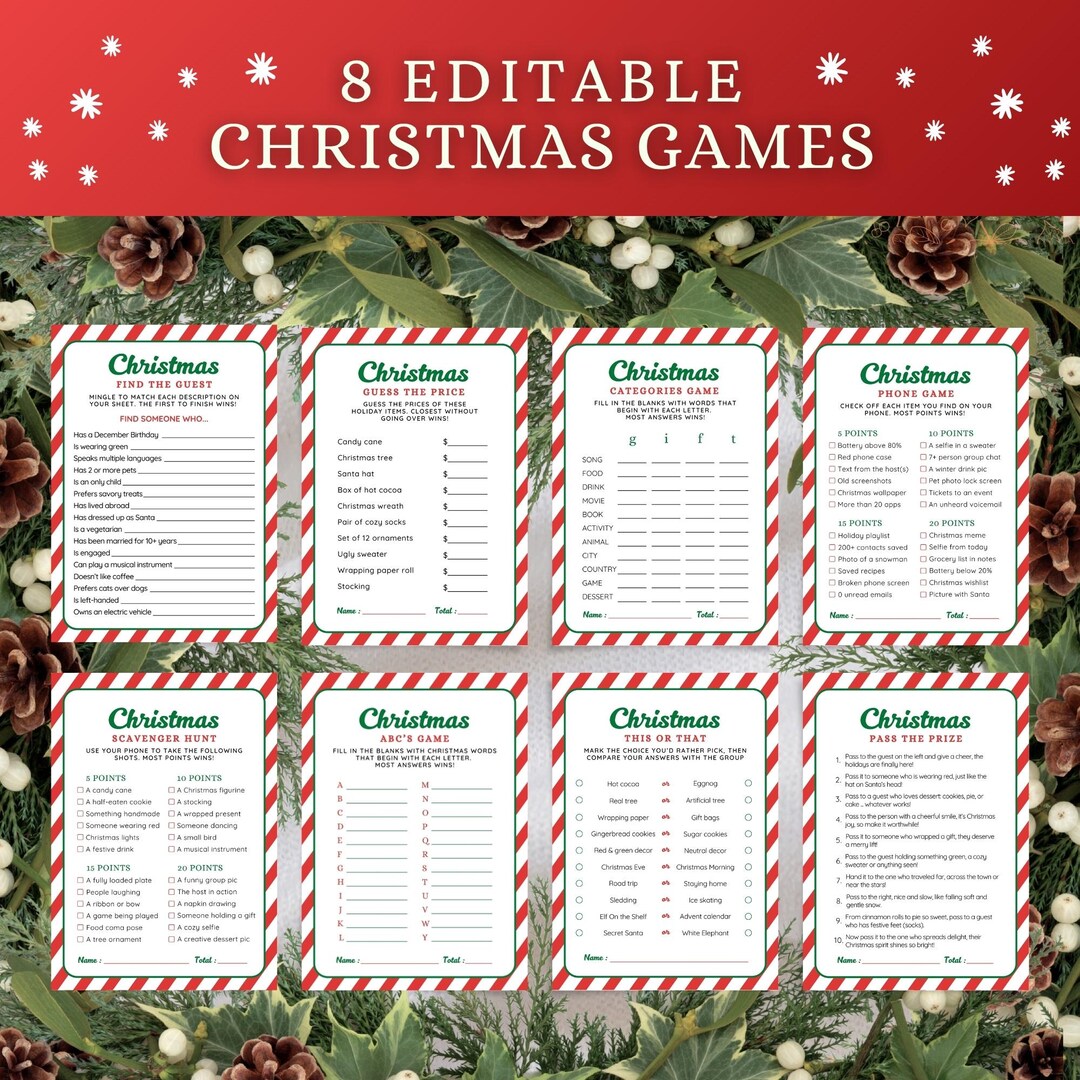 Christmas Games Bundle, Printable Holiday Party Games for Groups ...