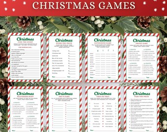 Bundel kerstspellen, afdrukbare kerstfeestspellen voor groepen, bewerkbare kerstactiviteiten voor kinderen en volwassenen (canvasjablonen)