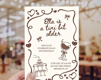 A Tini Bit Older Birthday Invitation, Espresso Martini Party Invite, Printable Martini Theme, Editable Dirty Thirty Birthday Canva Template