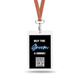 Cartão Venmo para despedida de solteiro, modelo Venmo para despedida de solteiro, compre uma bebida para o noivo, lembrancinhas para despedida de solteiro, Neon Venmo Pass, Zelle, Cash App