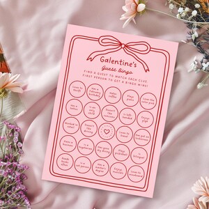 Editable Canva Find the Guest Bingo game for Galentine’s Day parties