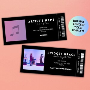 Editable Concert Ticket Template, Customizable Event Ticket, Printable Ticket Design, DIY Party Invitation, Instant Download Concert Ticket
