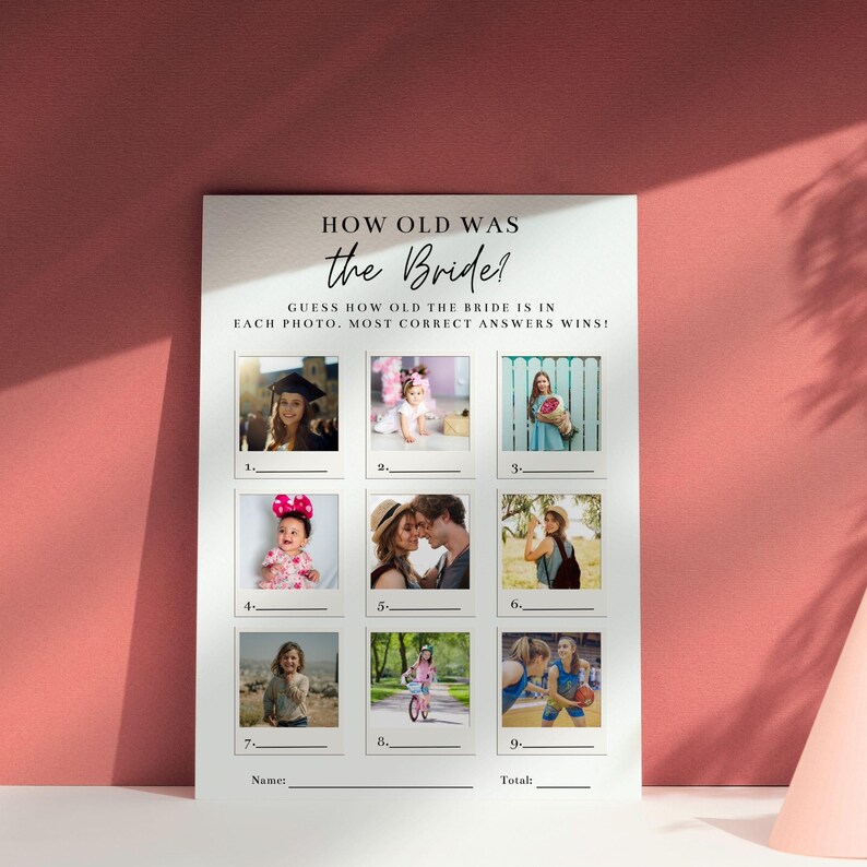 How Old Was the Bride Guessing Game, Editable Wedding Trivia, Fun