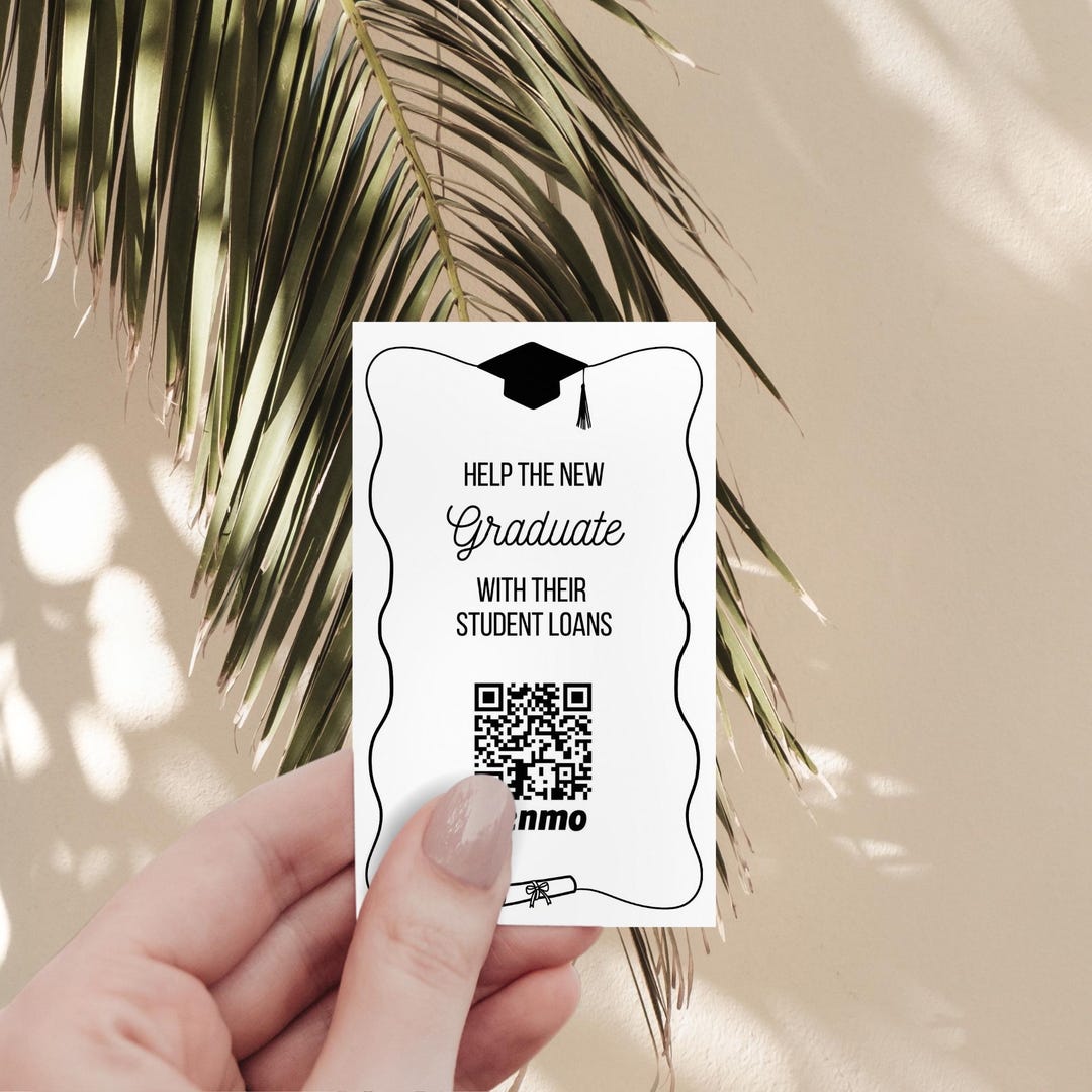 Graduation Venmo Card Template, Editable QR Code Insert for College ...
