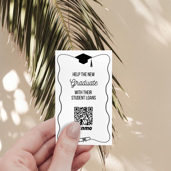 venmo grad card College Fund QR Code Sign | Modern Graduation Party Sign