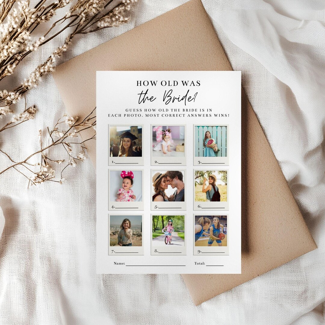 How Old Was the Bride Guessing Game, Editable Wedding Trivia, Fun