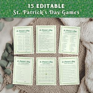 Paket med St Patricks-lekar, utskrivbara festspel för St Patricks Day, 15 aktivitetsspel för St Patricks Day, retrospel för St Patricks Day för barn och vuxna