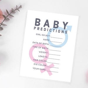 Gioco di ipotesi di rivelazione di genere, carte di previsione del bambino, gioco di società di rivelazione di genere, Baby Shower, rosa e blu, stampabile minimalista, download PDF