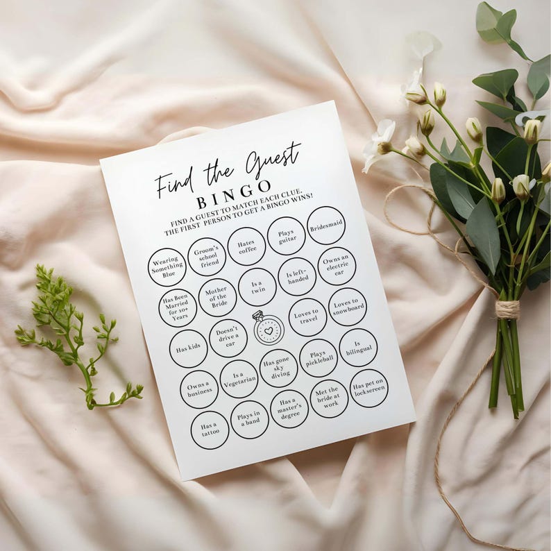 Find the Guest Bingo, Editable Bridal Shower Game, Fun Printable Bingo