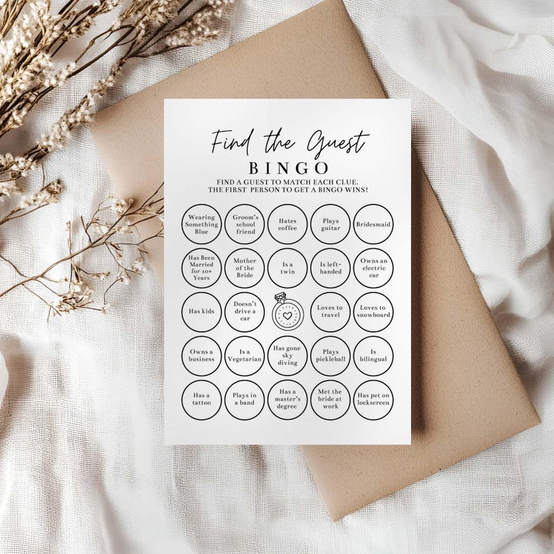 Find the Guest Bingo, Editable Bridal Shower Game, Fun Printable Bingo