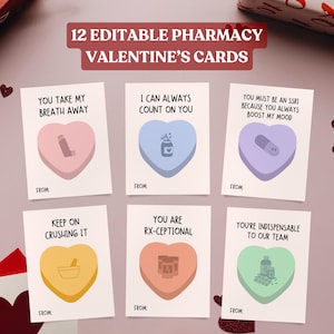 Cartes de pharmacie pour la Saint-Valentin, cartes de pharmacien drôles, joli cadeau pour collègue technicien en pharmacie, 12 jeux de mots médicaux imprimables pour la Saint-Valentin à télécharger