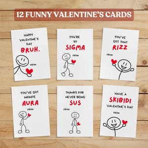 Slang Valentines Cards voor kinderen, grappige afdrukbare Tween Teen Classroom Valentines, Gen Alpha Valentine, Big Boy Skibidi Rizz Card, Gen Z Joke PDF