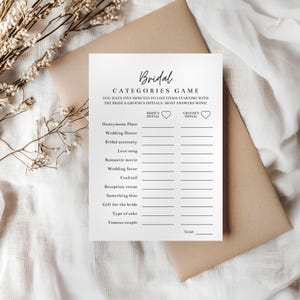 Gioco categorie sposa, divertente gioco di parole per addio al nubilato, attività stampabile per feste di matrimonio, modello Canva modificabile, download immediato, MANHATTAN