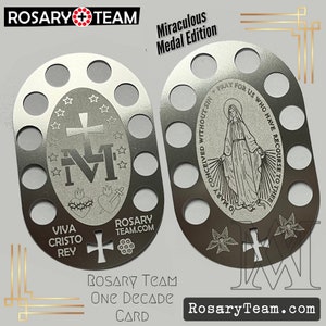 Equipo Rosario Una Decena + Tarjeta Rosario + Rosario Católico de Billetera + Acero Inoxidable + Edición Medalla Milagrosa + Nueva arma para Guerra Espiritual