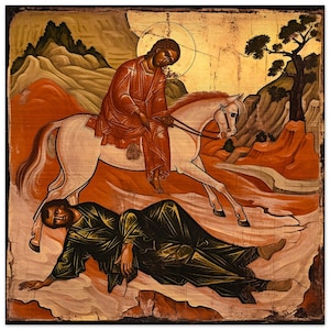 St Paul - Conversion on the Way to Damascus icon Brushed Aluminum Print