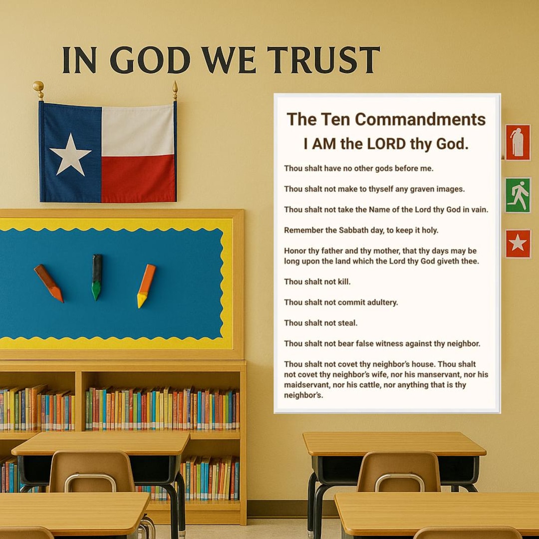 Framed Poster Ten Commandments Classroom - Texas S.B. 10 Compliant ...