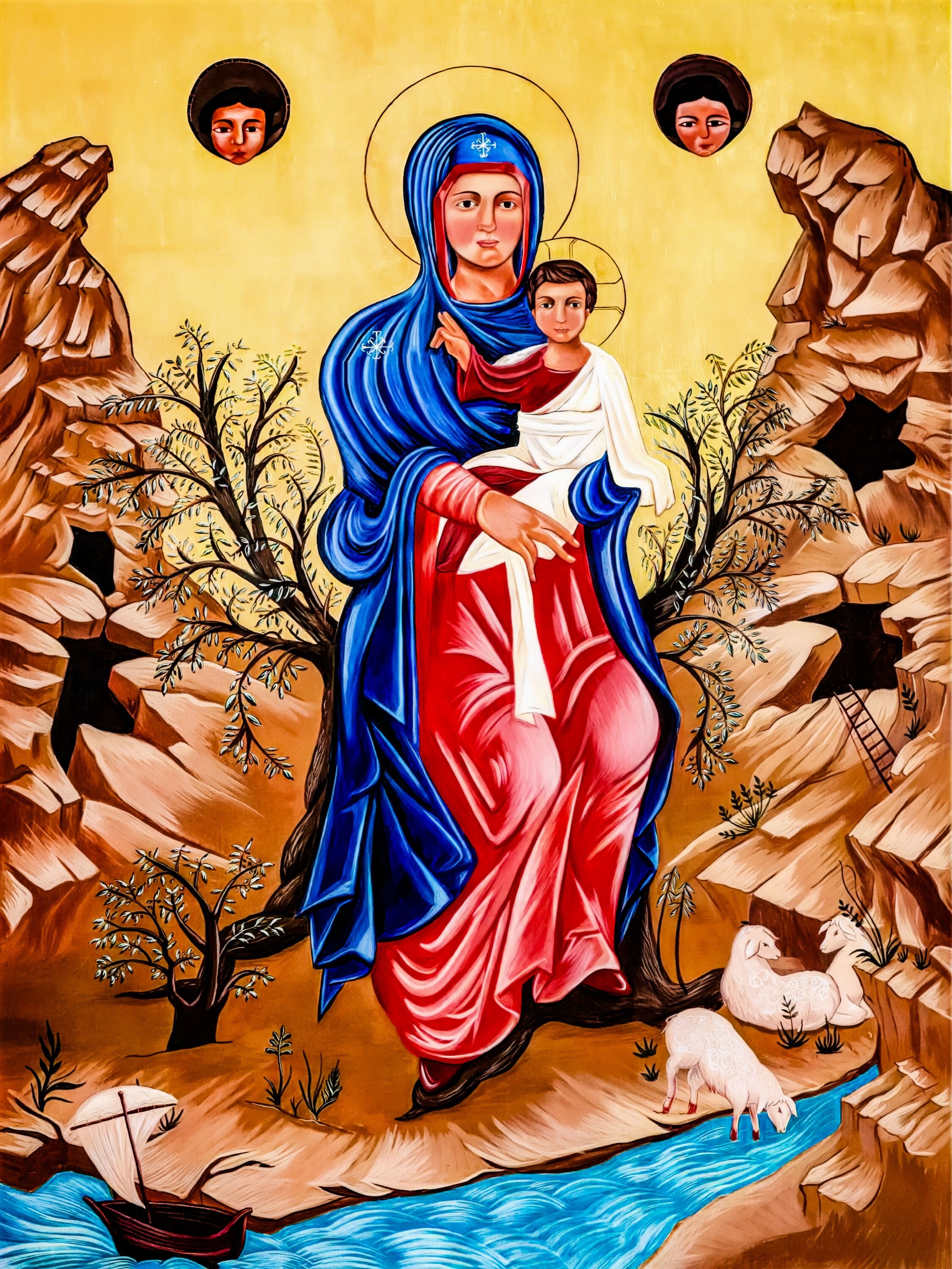 ルチェマーレ　LUCE MARE ジョルジオ・ロッティ　アート本sealight Holy Mountain of Lebanon Our Lady of Elige Icon - Brushed Aluminum