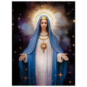 Our Lady of Mount Carmel of Garabandal Icon Brushed Aluminum Nuestra Señora del Carmen de San Sebastián Virgen Maria