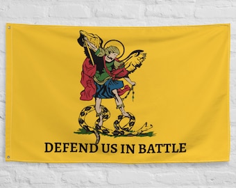 Holy Michael, the Archangel, defend us in battle.  Flag - Gadsden flag - Catholic Flag -