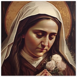 St Thérèse of Lisieux, little flower of Jesus Brushed Aluminum Icon Therese of the Child Jesus