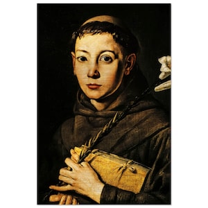 St. Anthony of Padua by Tanzio da Varallo Brushed Aluminum Icon San Antonio