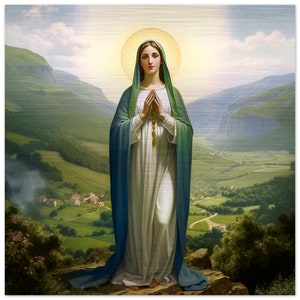 Our Lady Virgin Mary Queen of Garabandal Icon Brushed Aluminum Print Madre Virgen María Nuestra Señora