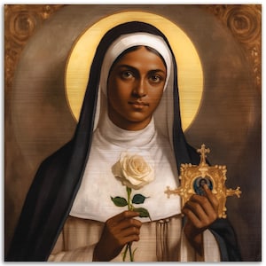 St Alphonsa of the Immaculate Conception Brushed Aluminum Icon First Indian Woman Christian Saint