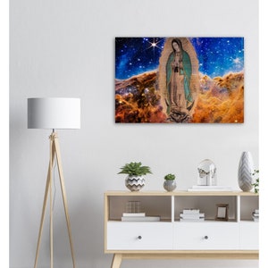 Queen of Heaven in the Carina Nebula - Brushed Aluminum Metallic Icon Print - Virgin Mary Our Lady of Guadalupe Hubble Telescope James Webb