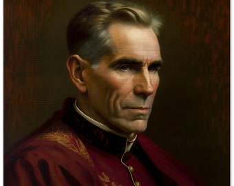 Arzobispo Fulton J. Sheen Icono de aluminio cepillado Siervo de Dios Bendito