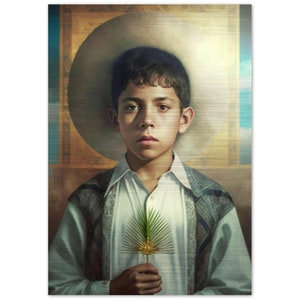 Saint José Luis Sánchez del Rio - Patron Saint of Persecuted Christians - Brushed Aluminum Icon - Viva Cristo Rey