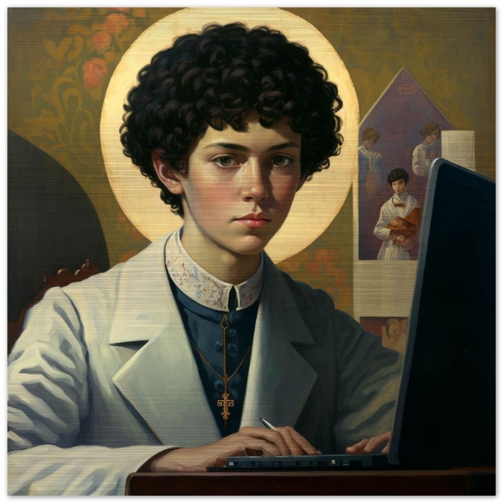 Blessed Carlo Acutis Icon Brushed Aluminum Beato Carlos Servant of God