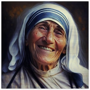St Mother Teresa Brushed Aluminum Print - Brushed Aluminum Icon Catholic Saint Teresa of Calcutta
