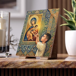 Bread of Life Sacred Devotional Ceramic Tile 6x8 inches Our Lady and Baby Jesus