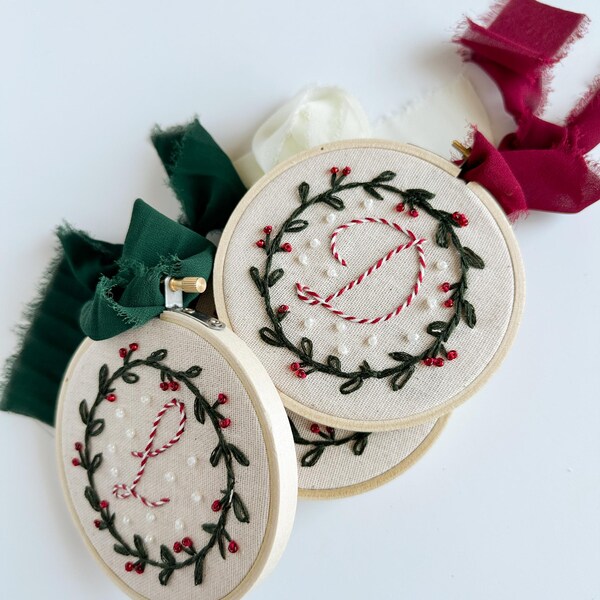 Hand Embroidered Christmas Ornament: Beaded Holiday Keepsake