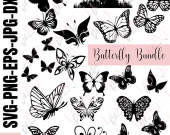 Butterfly bundle, butterfly bundle SVG PNG DXF clipart,cut files for cricut silhouette,instant download