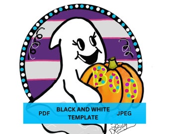 Print and Cut Halloween Door Hanger Template | Cute Halloween Paint Party Ideas | DIY Project | Digital Download | Ghost Doorhanger Pattern