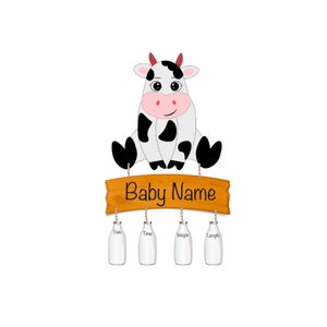 Personalized Cow Hospital Door Hanger Template | DIY Baby Cow Birth Announcement | Nursery Decoration | Farm Theme