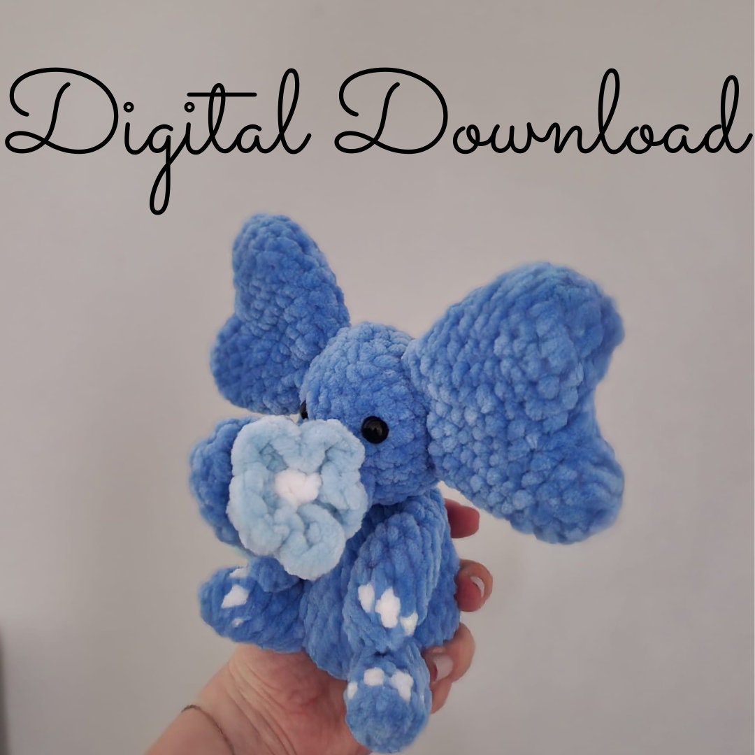 DIGITAL DOWNLOAD Crochet Pattern for a Sitting Elephant With Optional a ...