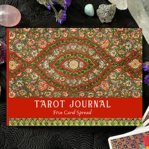 Tarotdagboek voor 5 kaartspreads: noteer je dagelijkse metingen | Ruimte voor interpretaties, getrokken kaarten, datum, tijd, kaartspel, reflecties
