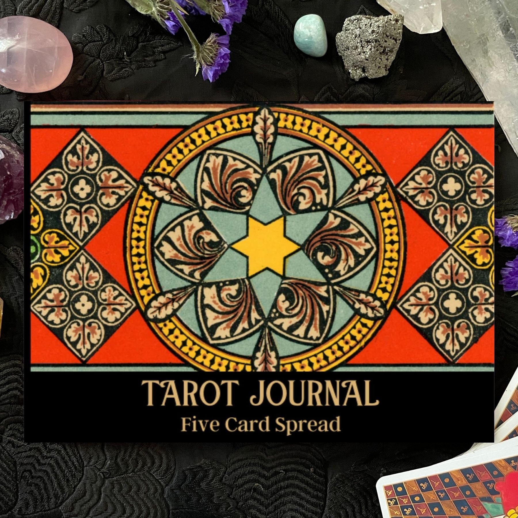 journal de tarot pour 5 tartinades cartes enregistrez vos lectures quotidiennes | espace les interprétations, cartes dessinées, la date, l'heure