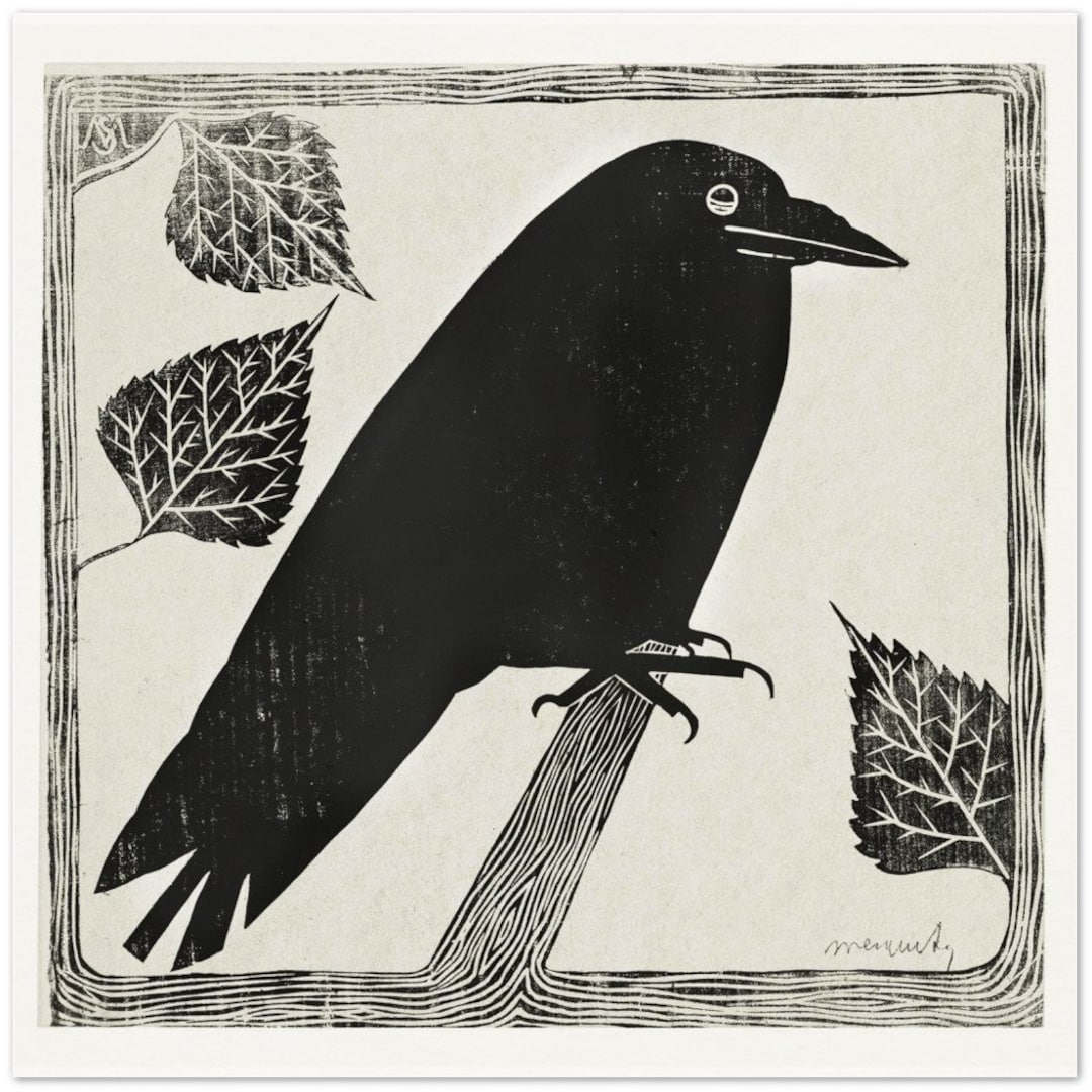 Vintage Crow Art Print Etsy
