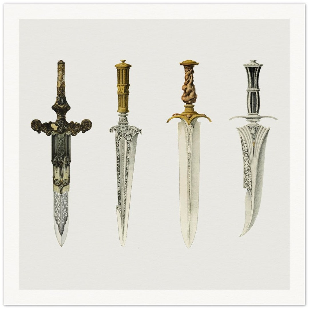 Antique Knife Art Print Dagger Art Print Vintage Knife Etsy